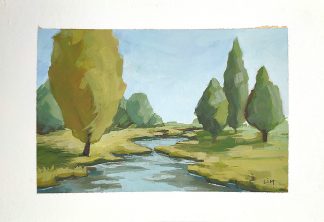 Souvenir de Brière, paysage d'imagination à la gouache, de Vanessa Lim