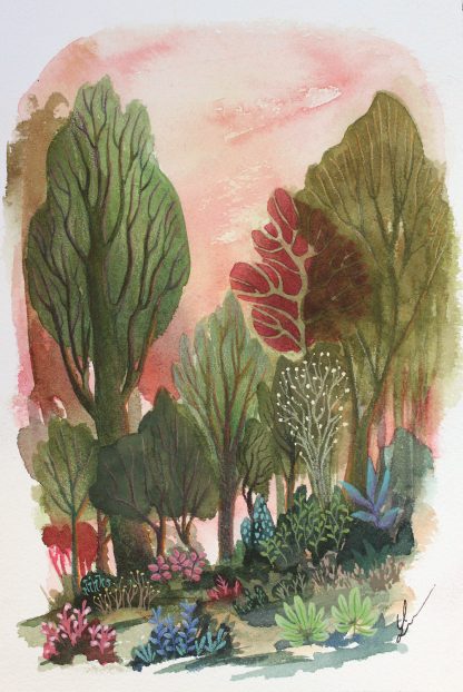 Enchanted woods n°8, paysage à l'aquarelle de Vanessa Lim