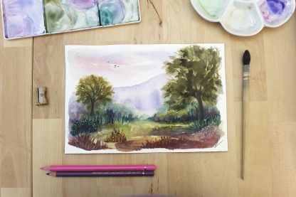 L'envolée, paysage à l'aquarelle de Vanessa Lim